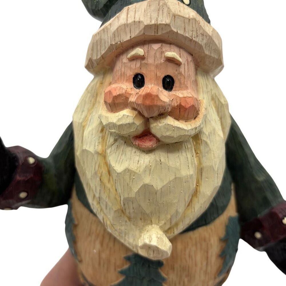 Rustic Santa Folk Art Statue Faux Carved Wood Christmas Decor 11.5" X 7" X 5" - Picture 5 of 9